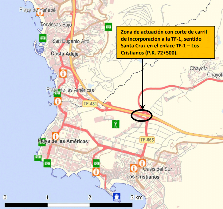 MAPA DE CORTE ENLACE TF-1 LOS CRISTIANOS