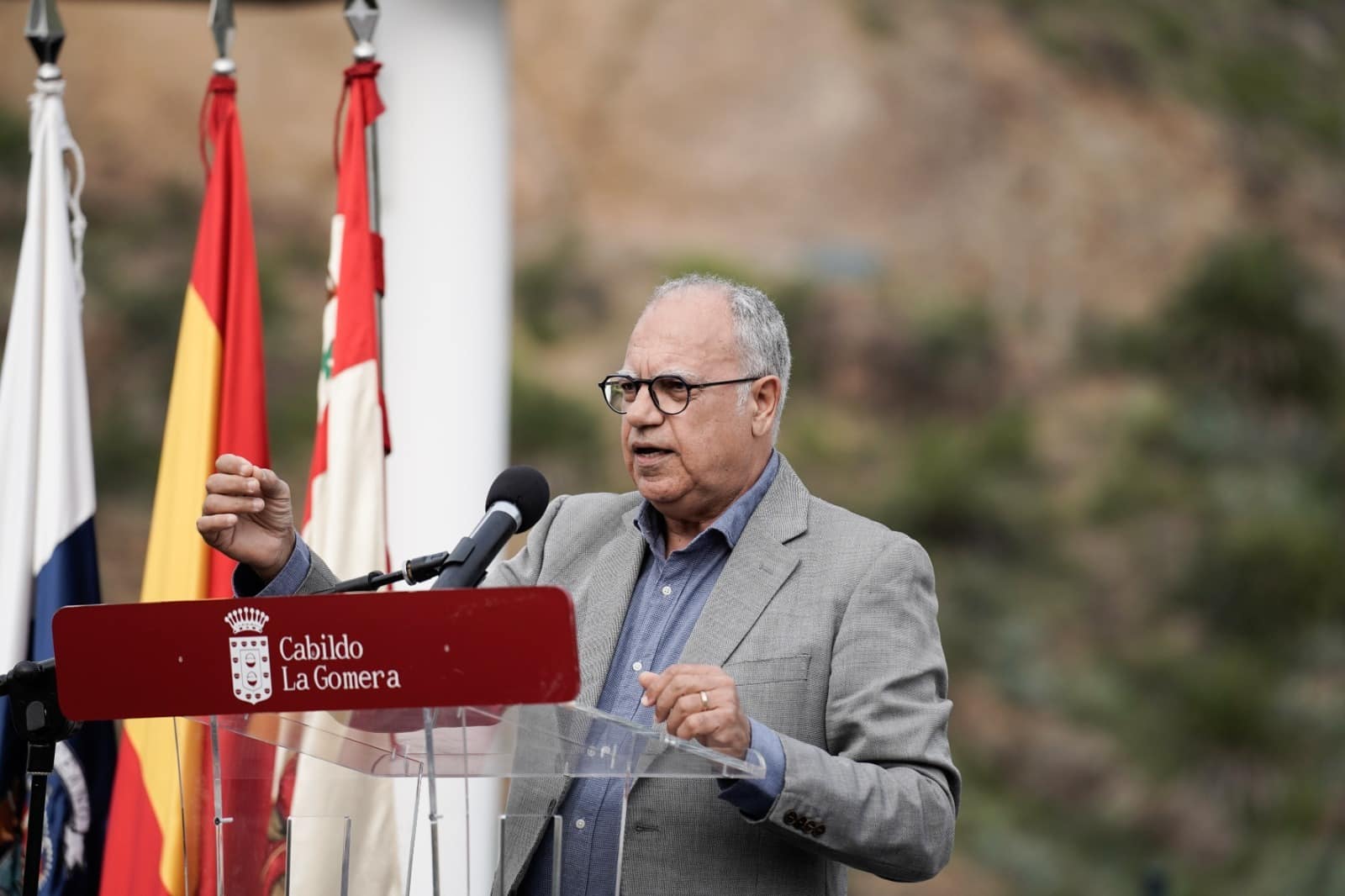 151123 Casimiro Curbelo, en un acto en Vallehermoso
