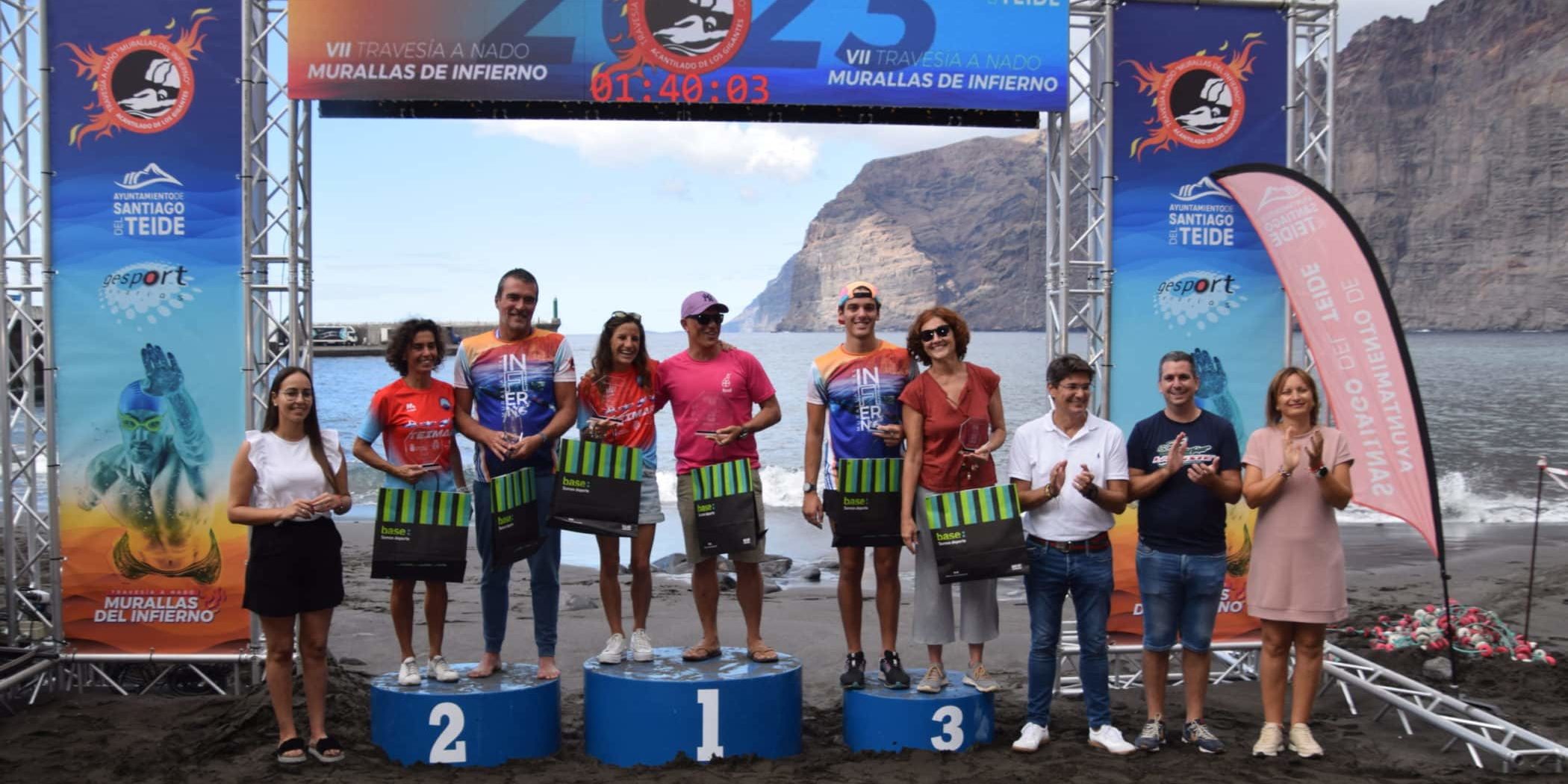 Podium maasculino y femenino general distancia de 6,5 km
