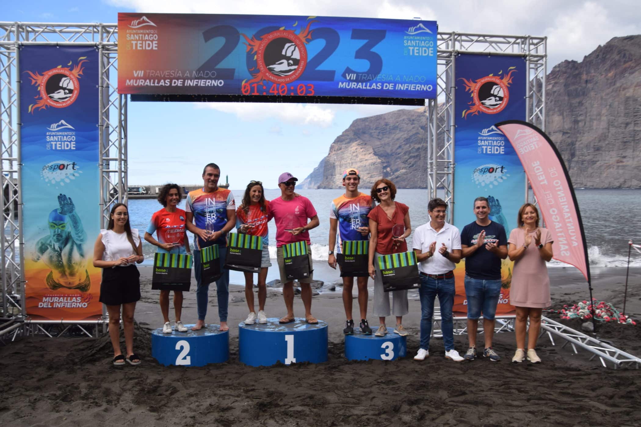Podium maasculino y femenino general distancia de 6,5 km