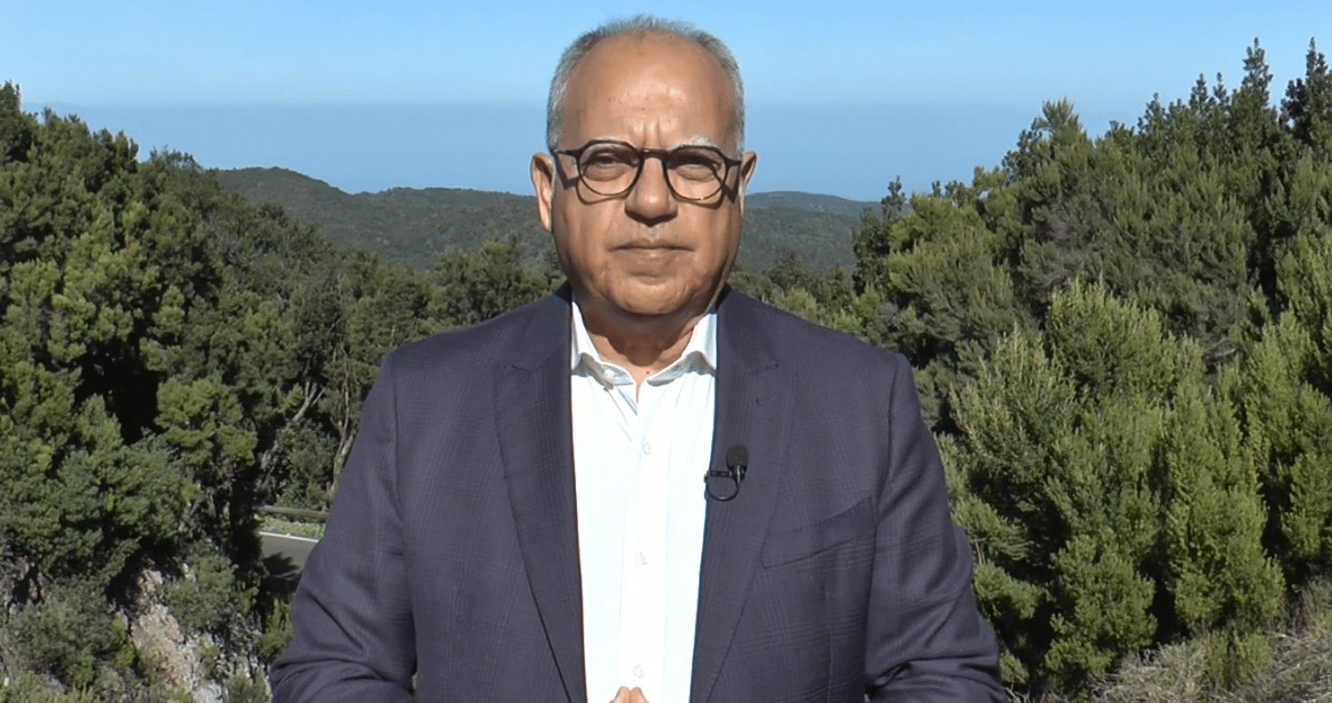 Casimiro Curbelo durante su mensaje de felicitación del año nuevo