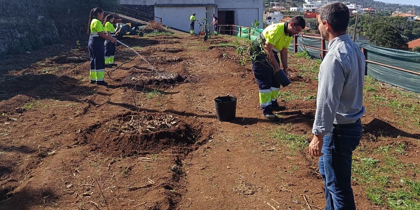 Juan Siverio en los terrenos del nuevo jardín frutal