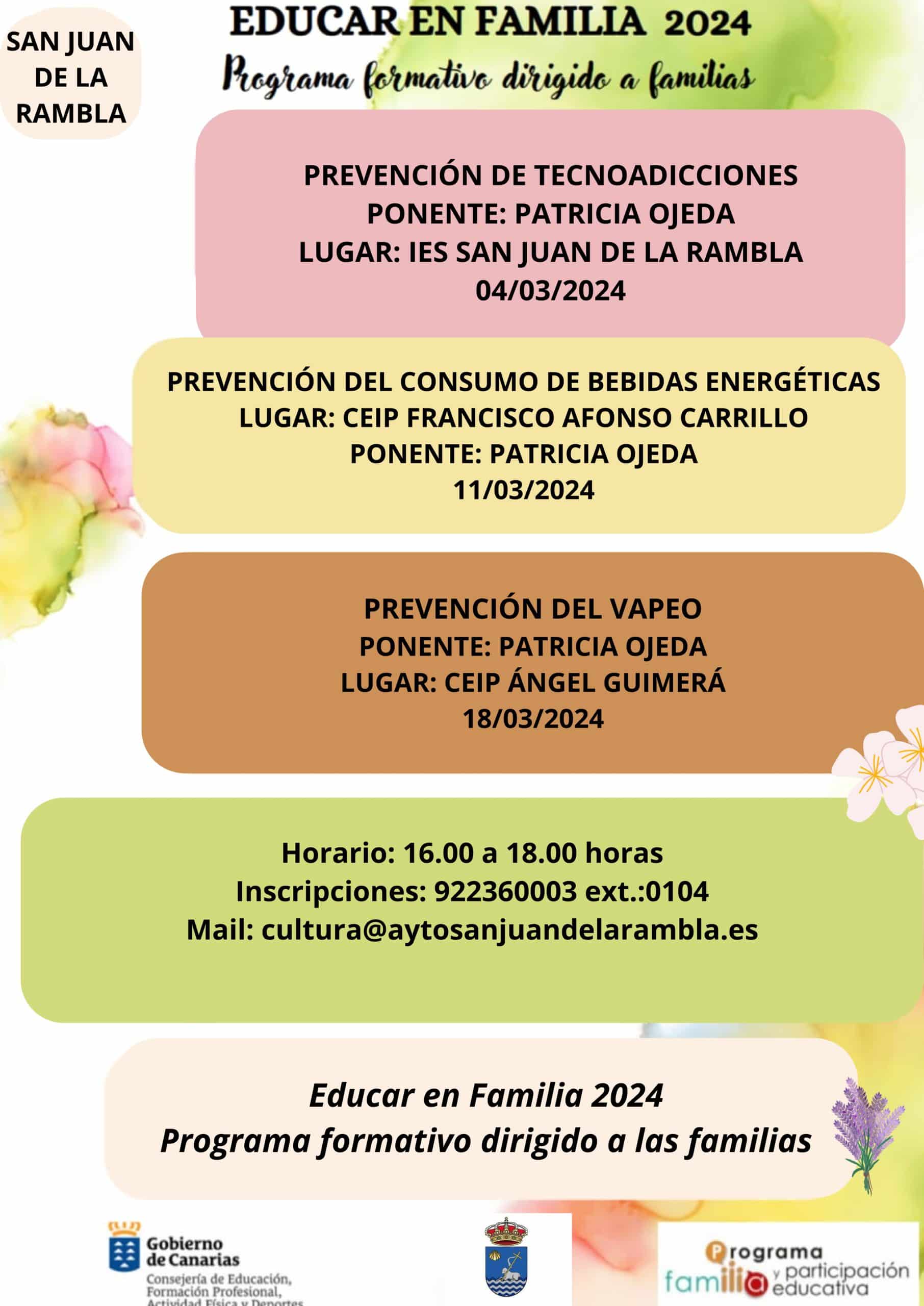 Formación para familias de San Juan de la Rambla para facilitar la ...