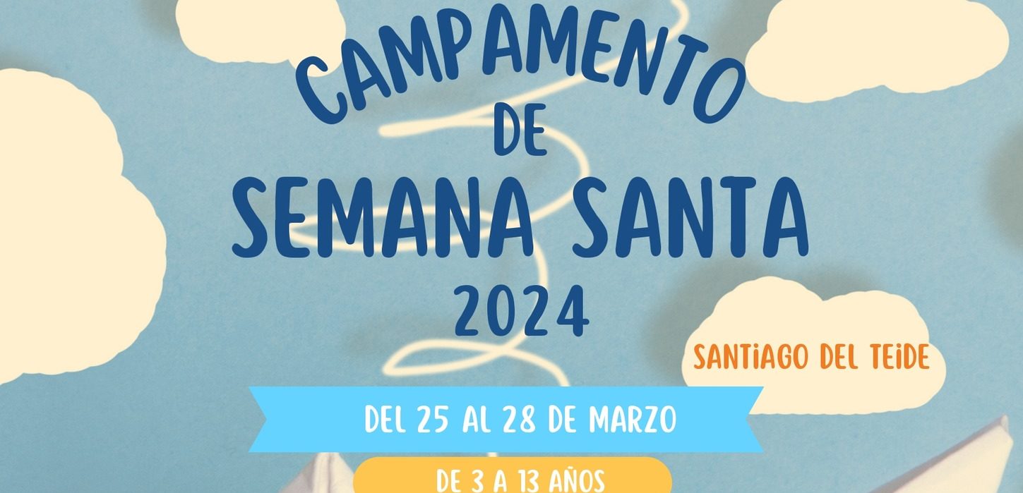 Cartel del campamento gratuito de Semana Santa 2024
