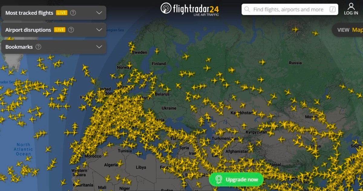 PANTALLAZO DEL ESPACIO AÉREO UCRANIANO-FLIGHT RADAR 24 13-3-24