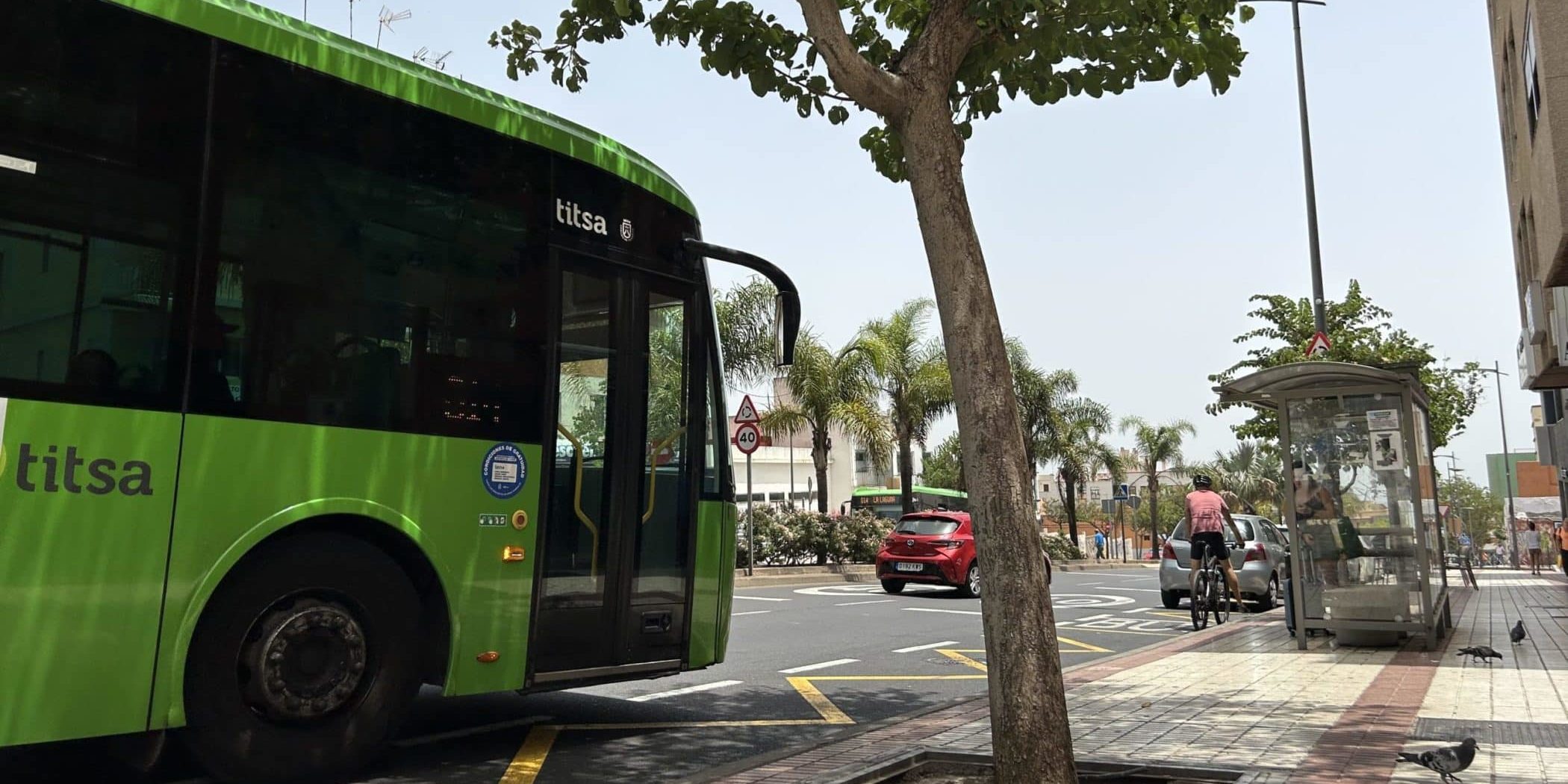Parada de guagua en La Cuesta