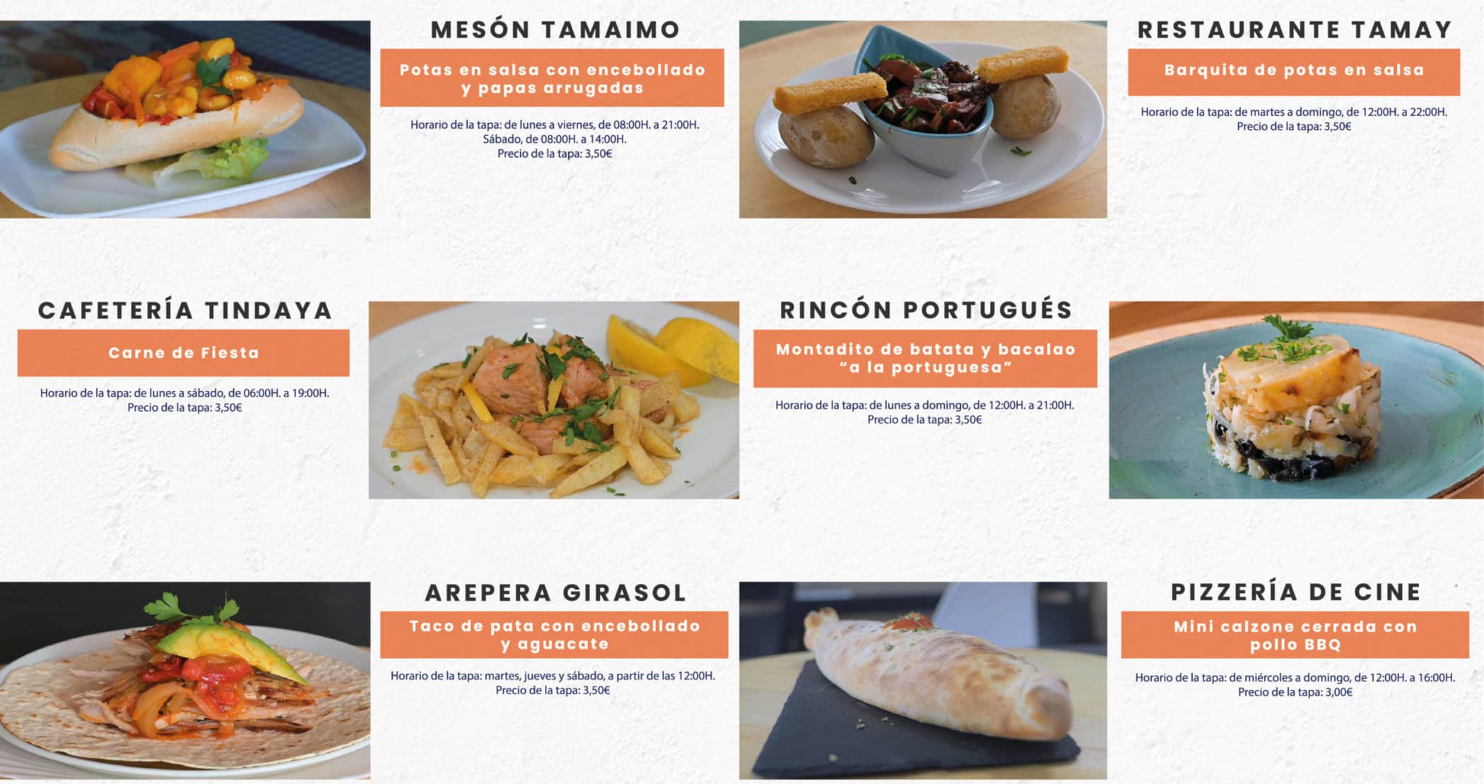 Establecimientos participantes ruta de la tapa Crux24