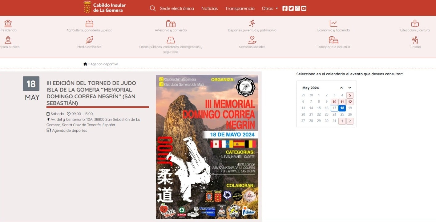 170524 Agenda digital deportiva del Área de Deportes del Cabildo de La Gomera
