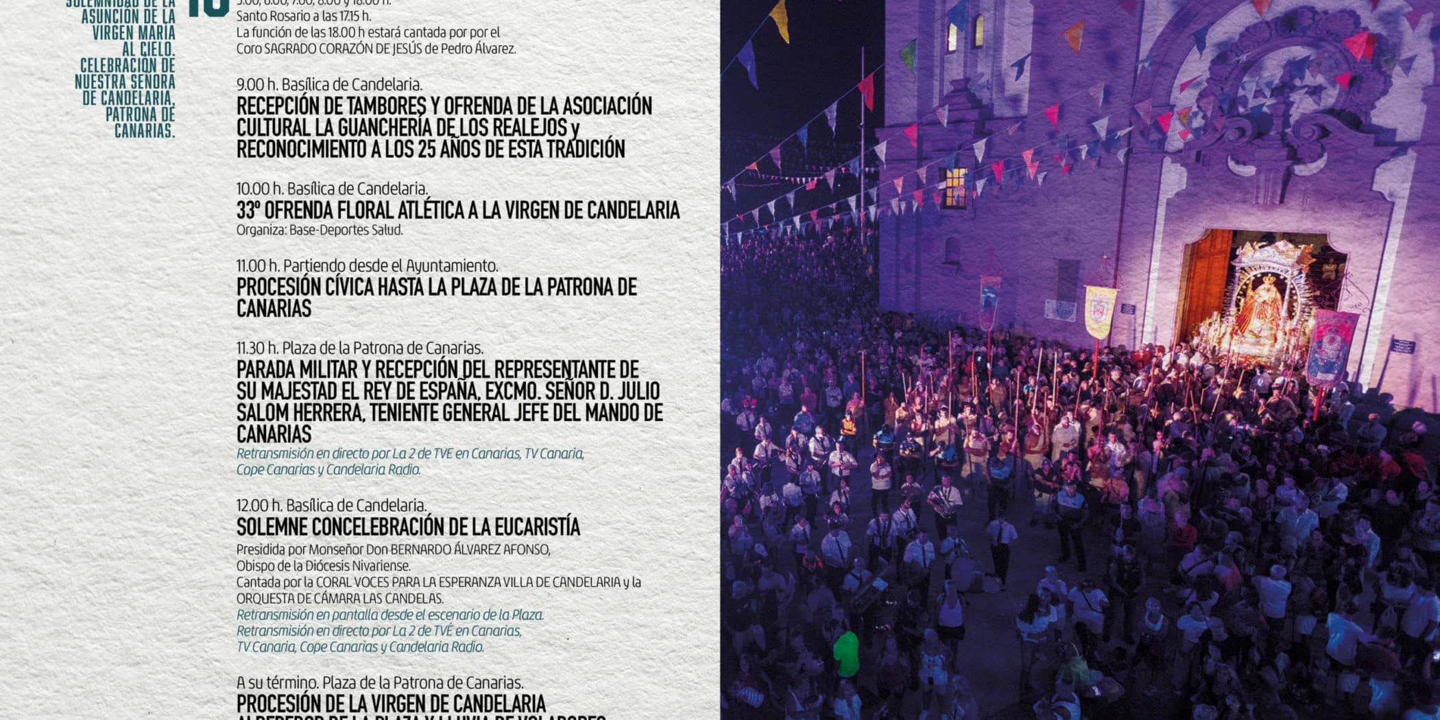 CANDELARIA CELEBRA ESTE JUEVES EL DÍA GRANDE DE LA PATRONA DE CANARIAS 14-8-24