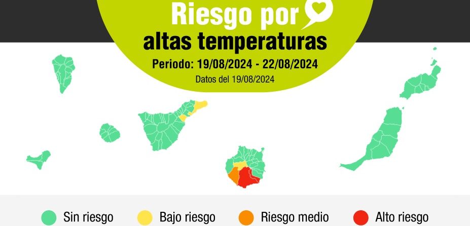 RIESGO PARA LA SALUD POR ALTAS TEMPERATURAS EN TENERIFE Y GRAN CANARIA 19-8-24