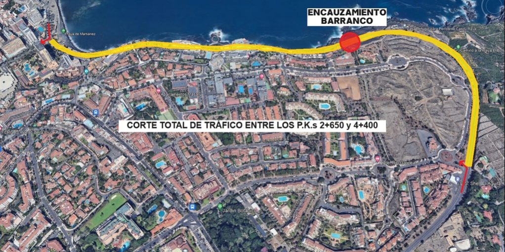 TF-31-Corte tráfico-Obras Barranco Los Pastores
