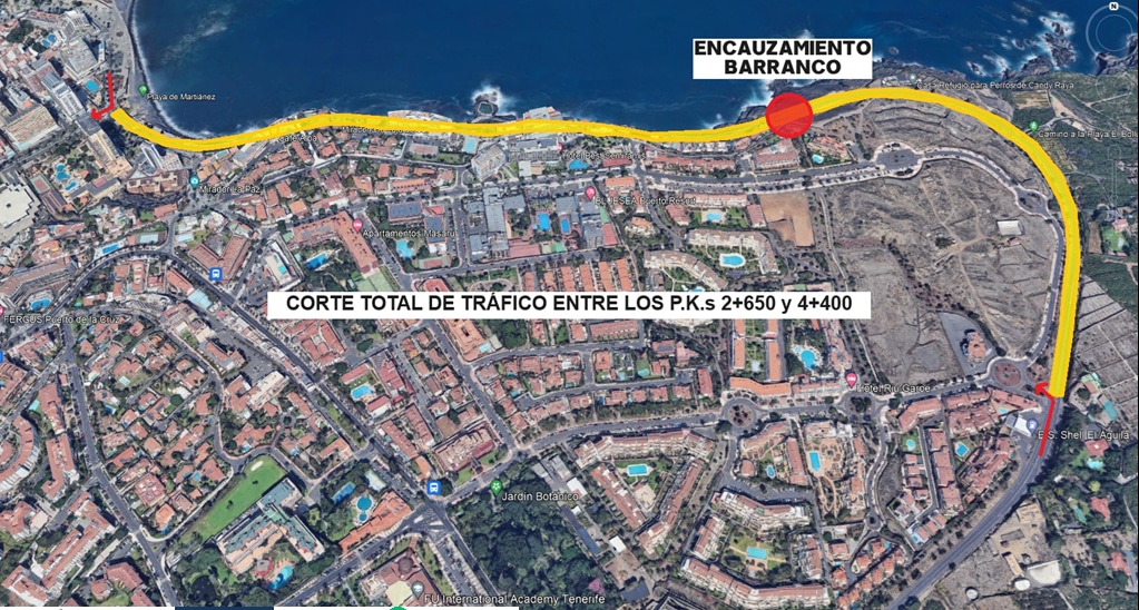 TF-31-Corte tráfico-Obras Barranco Los Pastores