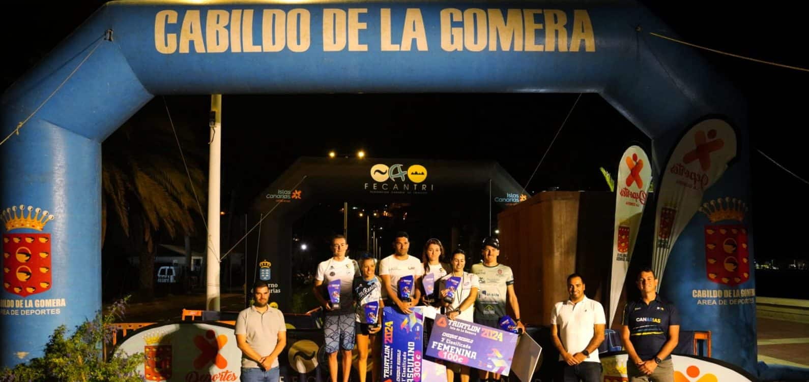 220924 Podio de la clasificación general del triatlón Isla de La Gomera 2024