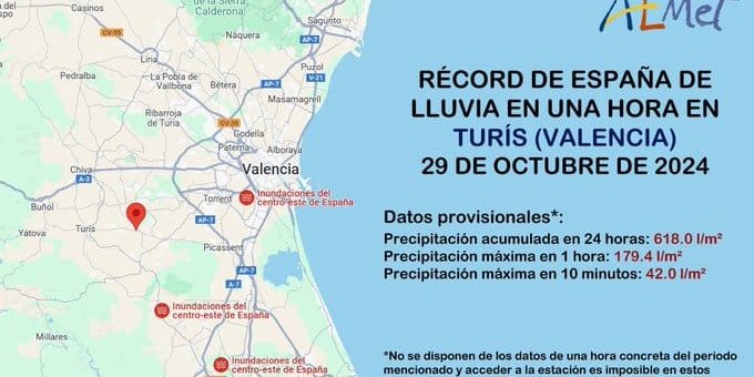 RÉCORD DE LLUVIA CAÍDA EN VALENCIA 1-11-24