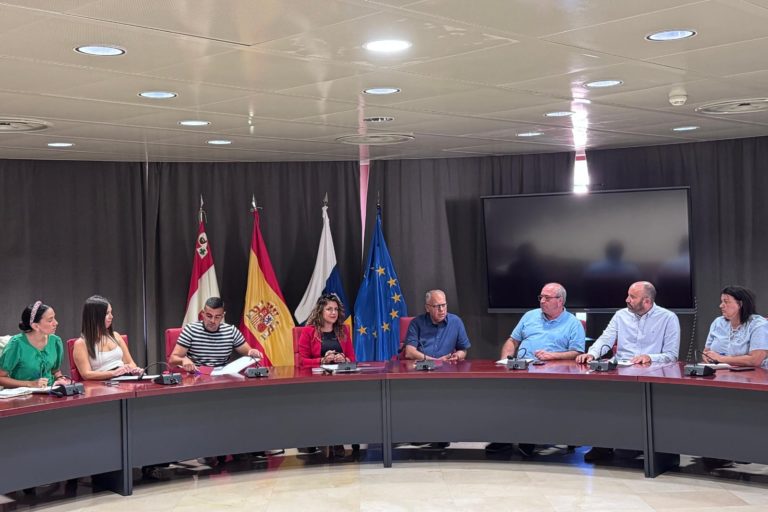 201224 Casimiro Curbelo y María Isabel Méndez reunidos con representantes locales en materia de comercio de los ayuntamientos de La Gomera