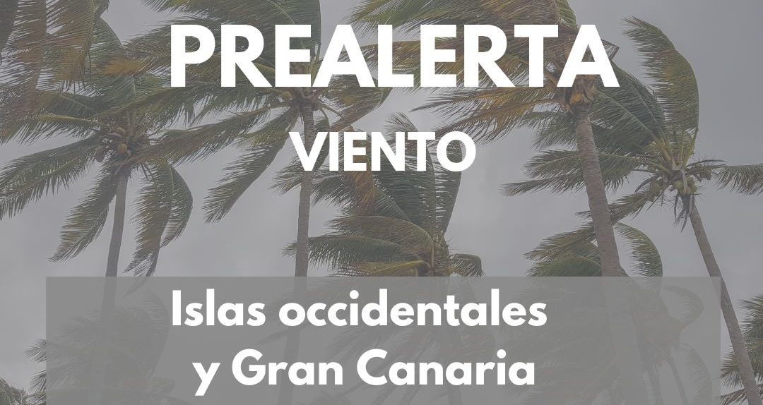 PREALERTA POR VIENTO EN ISLAS OCCIDENTALES Y GRAN CANARIA 29-1-25