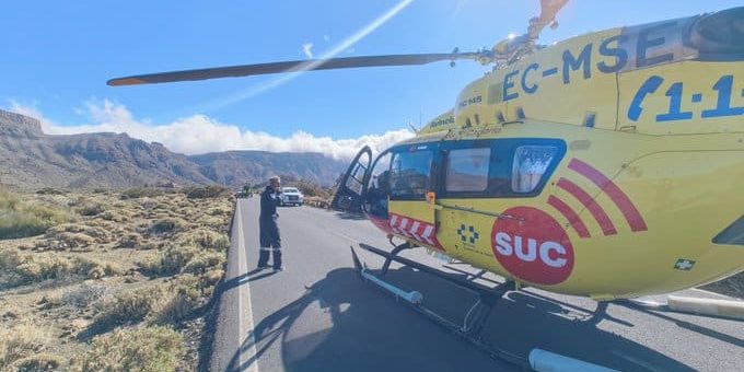 CICLISTA HERIDO TRAS UN ACCIDENTE EN LAS CAÑADAS DEL TEIDE-LA OROTAVA 13-2-25
