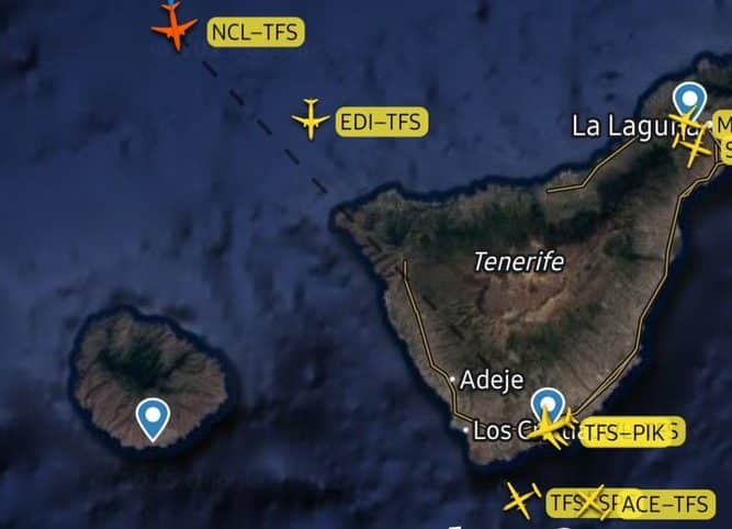 INCIDENTES EN UN AVIÓN EN EL TRAYECTO NEWCASTLE-TENERIFE SUR 14-3-25