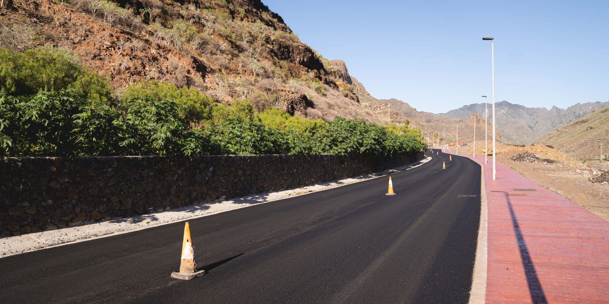 Zona de obras en la CV1 en San Sebastián de La Gomera