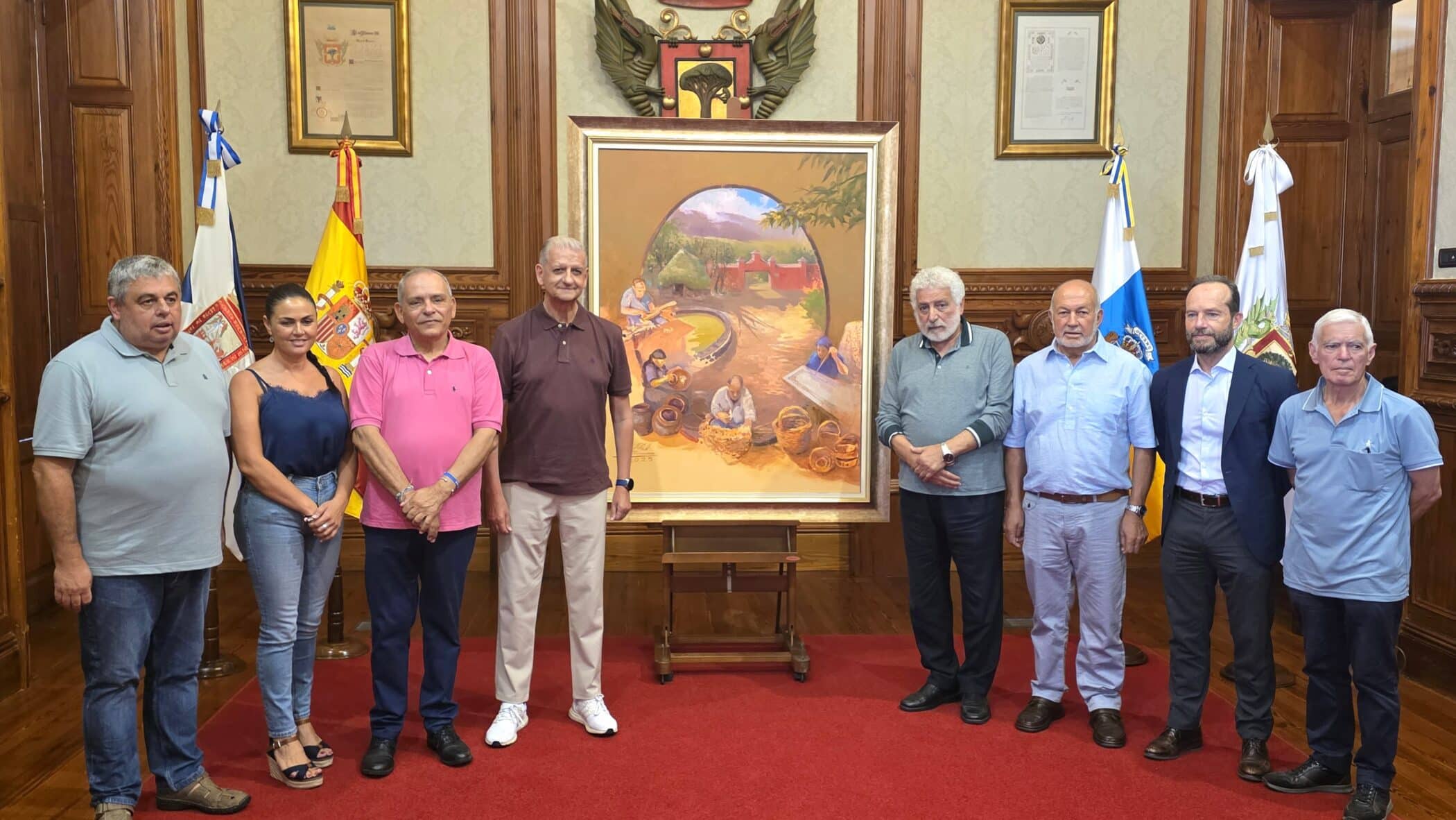 alcalde, consejero Desarrolo Económico, representantes de Asoc. Cult. Pinolere, concejala, Osman y director Cajasiete
