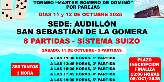 270925 Cartel Torneo Master Dominó en Parejas en La Gomera