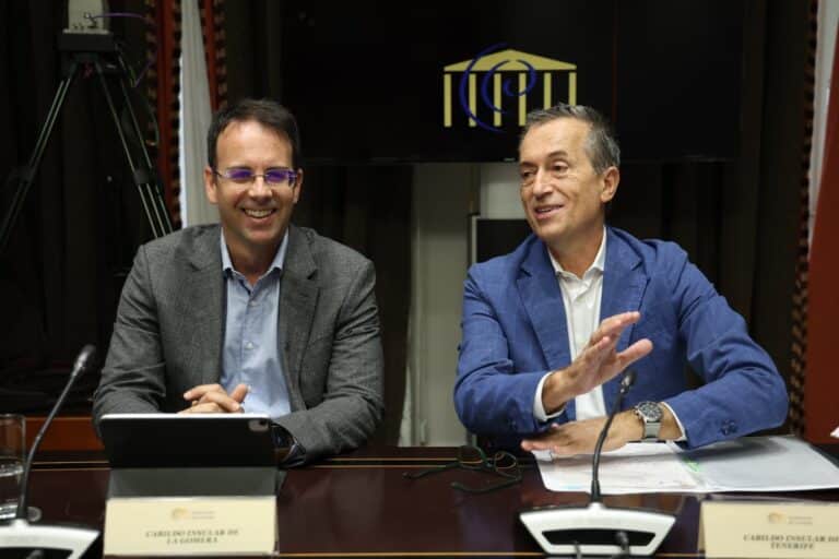 071025 Adasat Reyes (izq.) durante la Comisión de Cabildos Insulares en el Parlamento de Canarias