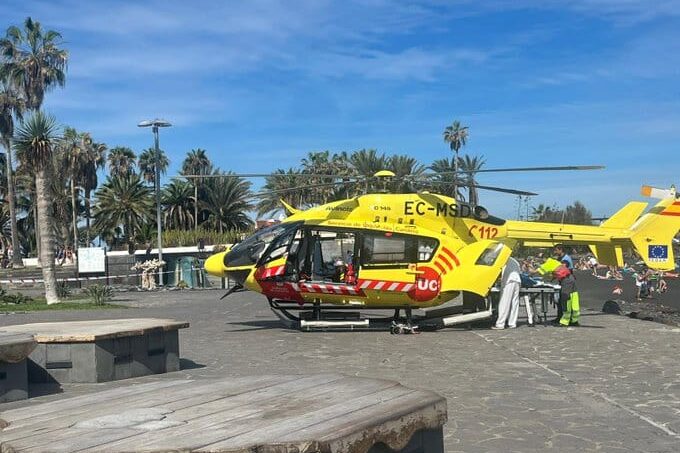 MENOR RESCATADA EN HELICÓPTERO DE UN SEMIAHOGAMIENTO EN UNA PISCINA DE PUERTO DE LA CRUZ 26-10-25