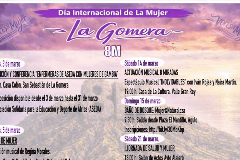 280226 programa de actos con motivo del 8M en La Gomera 2026