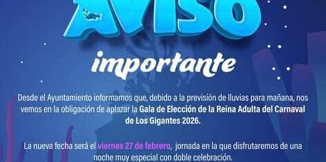 SE SUSPENDE LA GALA DE ELECCIÓN DE LA REINA ADULTA DE LOS GIGANTES 25-2-26