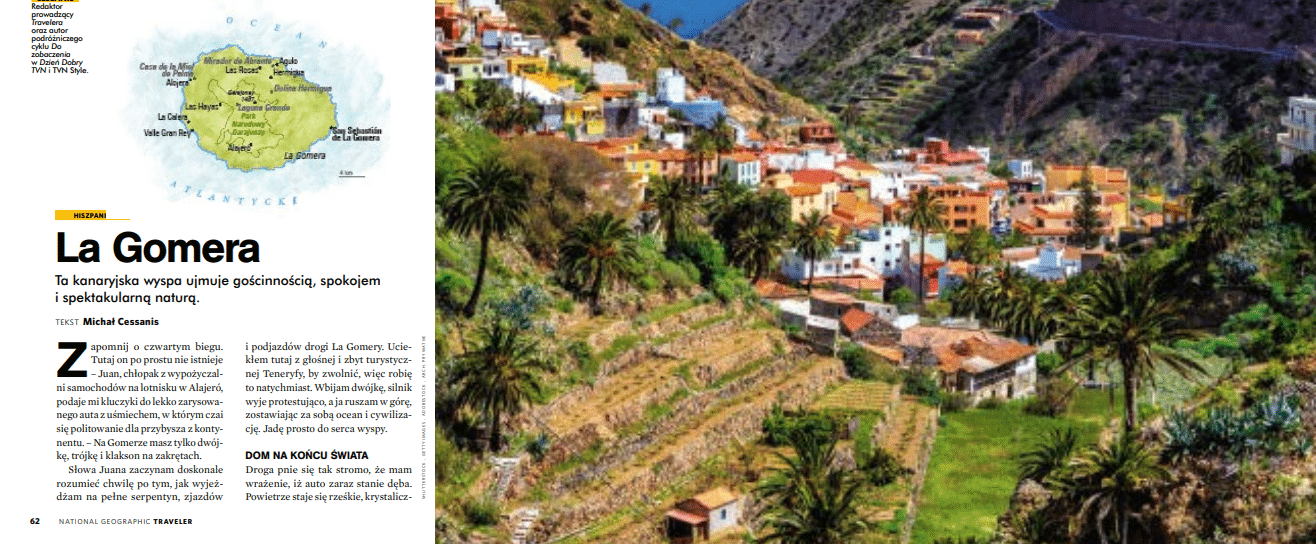 220326 Una de las páginas del reportaje de National Geographic Polonia sobre La Gomera
