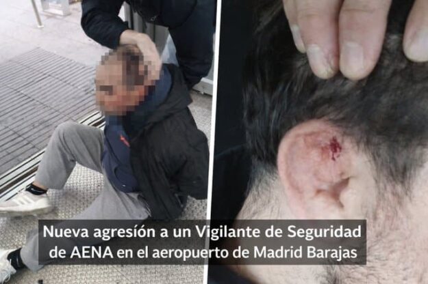 AGRESIÓNM A UN VIGILANTE DE SEGURIDAD EN EL AEROPUERTO DE MADRID-BARAJAS 7-3-26