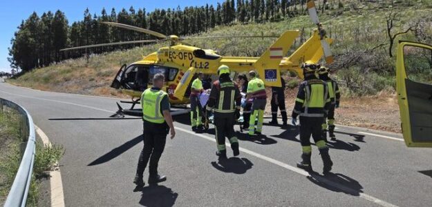 EVACUADO EN HELICÓPTERO UN MOTORISTA HERIDO GRAVE TRAS UNA CAÍDA EN VEGA DE SAN MATEO-GRAN CANARIA 31-5-26