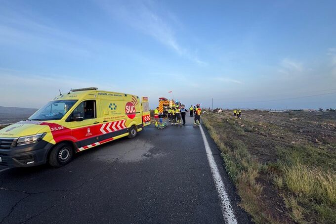 HOMBRE HERIDO TRAS LA SALIDA DE VÍA Y VUELCO DEL VEHÍCULO EN EL QUE CIRCULABA EN GRAN CANARIA 23-5-26