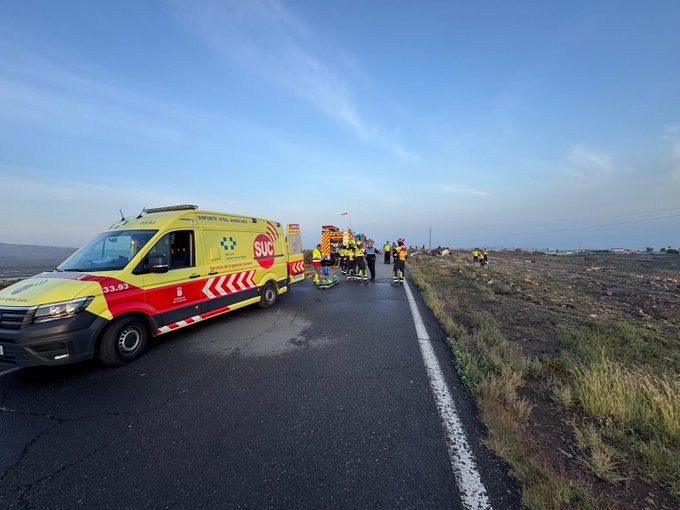 HOMBRE HERIDO TRAS LA SALIDA DE VÍA Y VUELCO DEL VEHÍCULO EN EL QUE CIRCULABA EN GRAN CANARIA 23-5-26