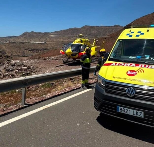 DISPOSITIVO DE EMERGENCIAS DESPLEGADO EN AGÜIMES PARA LA ASISTENCIA A UN CICLISTA ACCIDENTADO-GRAN CANARIA 21-6-26