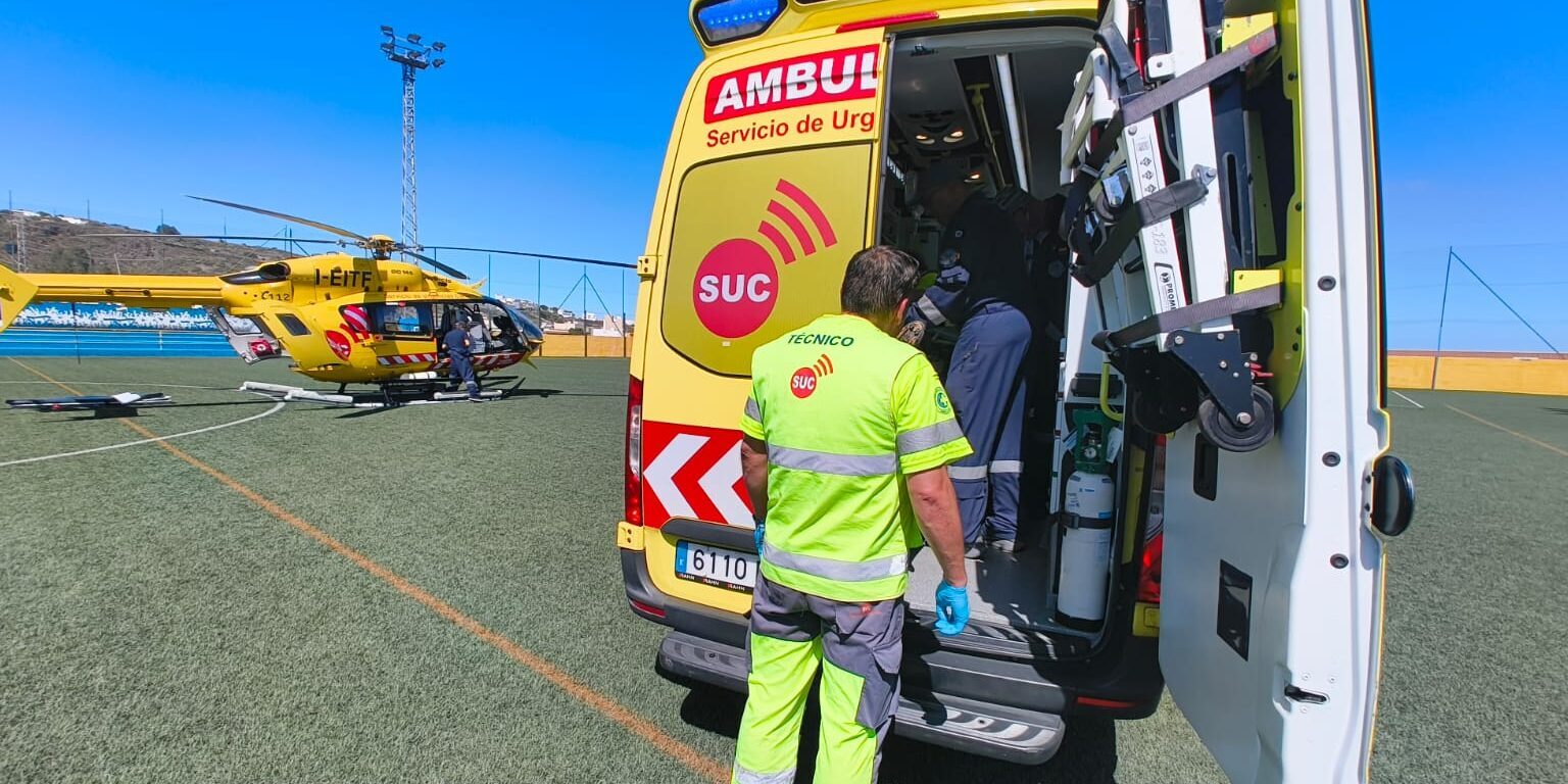 EVACUADO EN HELICÓPTERO UN CICLISTA EN ESTADO CRÍTICO TRAS SUFRIR UNA CAÍDA EN SAN MIGUEL DE ABONA1 9-6-26