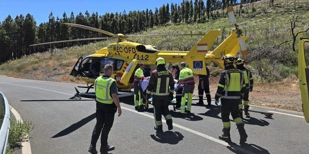 EVACUADO EN HELICÓPTERO UN MOTORISTA HERIDO GRAVE TRAS UNA CAÍDA EN VEGA DE SAN MATEO-GRAN CANARIA 23-6-26