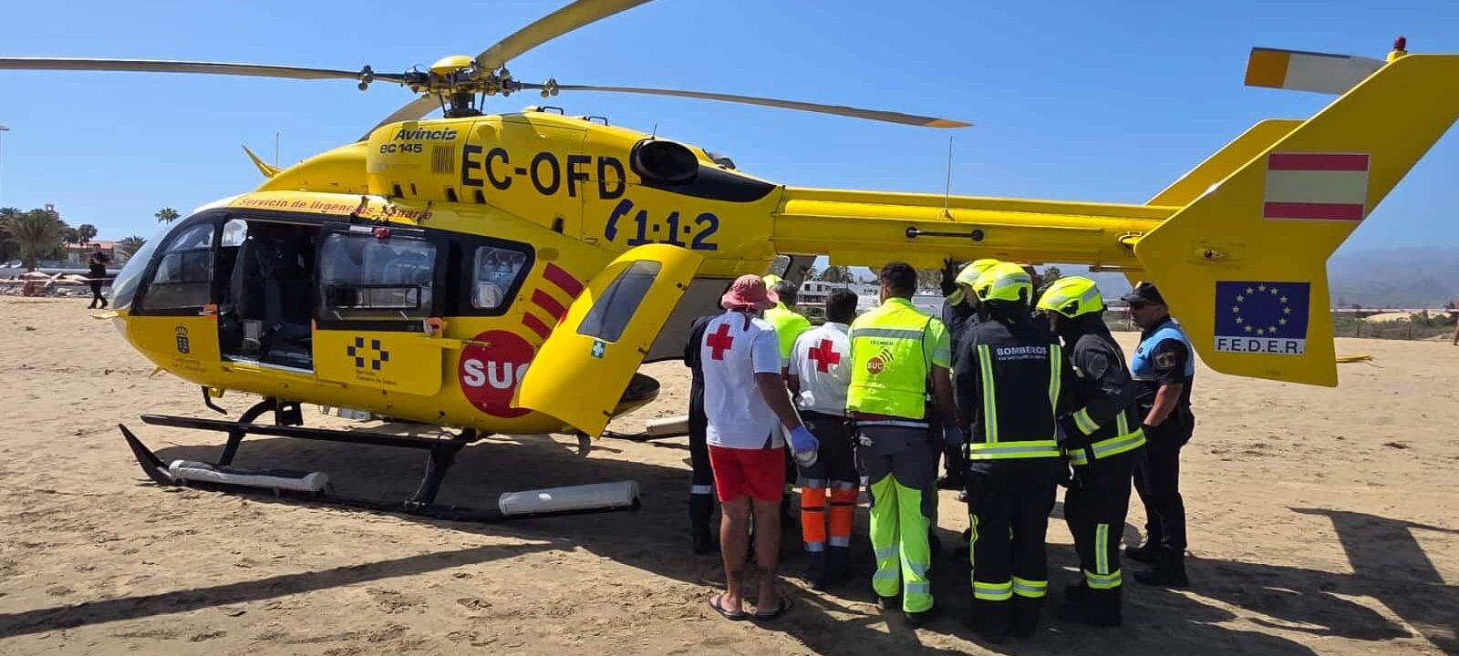 MUJER EVACUADA EN HELICÓPTERO POR AHOGAMIENTO CON PARADA-GRAN CANARIA2 10-6-26