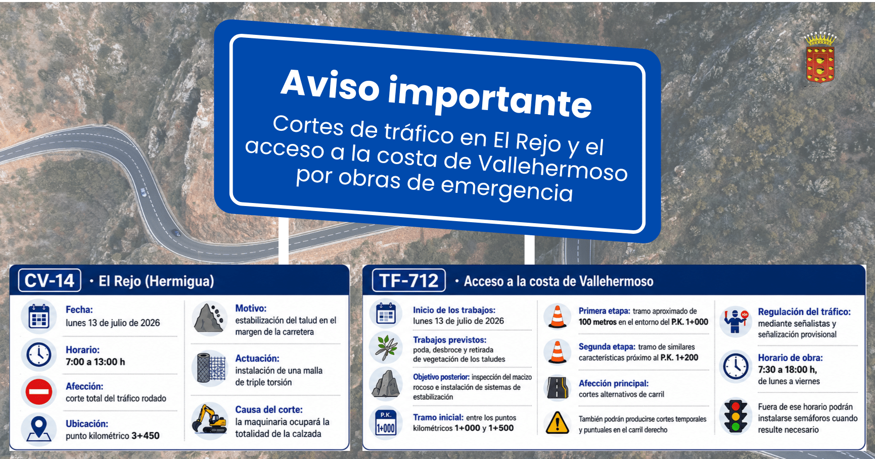 110726 Infografía cortes de carretera en El Rejo y Vallehermoso (La Gomera)