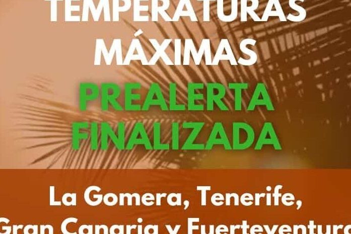 FINALIZADA LA PREALERTA POR TEMPERATURAS MÁXIMAS EN CANARIAS 9-7-26