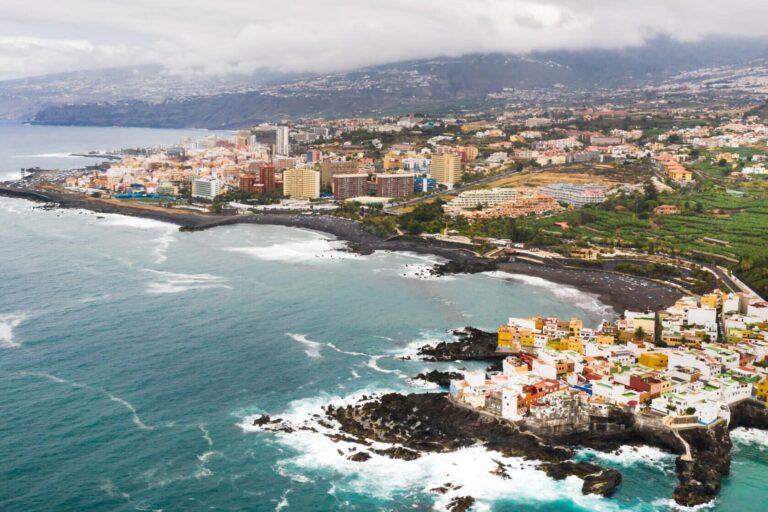 Top view of the town of Punta Brava near the town of Puerto de la Cruz on the island of Tenerife, Canary Islands, Atlantic Ocean, Spain