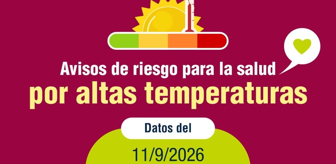 SANIDAD ACTIVA AVISOS DE DISTINTOS NIVELES DE RIESGO PARA LA SALUD POR ALTAS TEMPERATURAS EN ZONAS DE CANARIAS 11-9-26