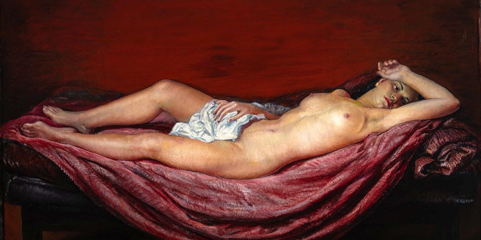 José Aguiar. Desnudo sobre tela roja (1945) Colección particular