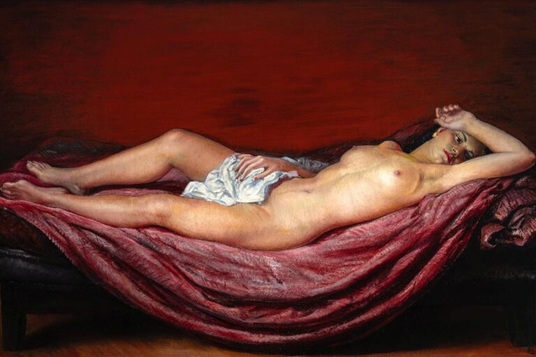 José Aguiar. Desnudo sobre tela roja (1945) Colección particular